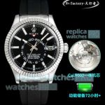 N+ Swiss Copy Rolex Sky-Dweller Gain Weight World Timer Black Dial Rubber Strap Watch 